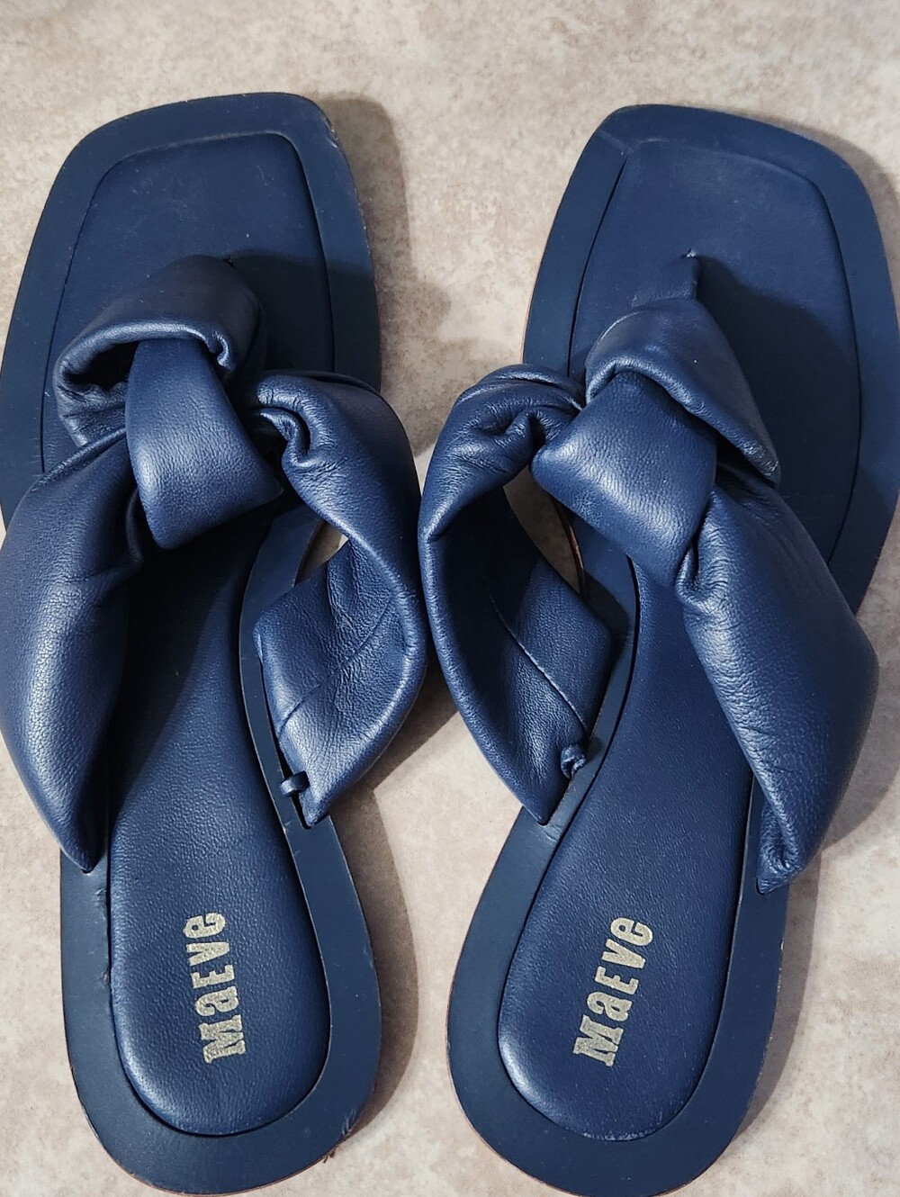 Maeve Navy Knot-Top Women's Slide Sandals - Picture 2 of 3